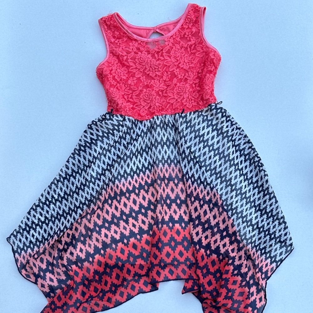 Girls Pink Lace Top Twirl Dress